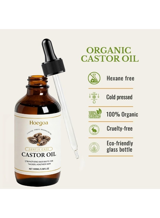 Hoegoa Castor Oil, Hair Strengthen Serum With Rosemary For Hair Growth, Fuller Lashes And Eyebrows, Hydrated And Rejuvenated Skin, Body, Hairs And Carrier Oil, 100ml/3.38fl oz - Image 4